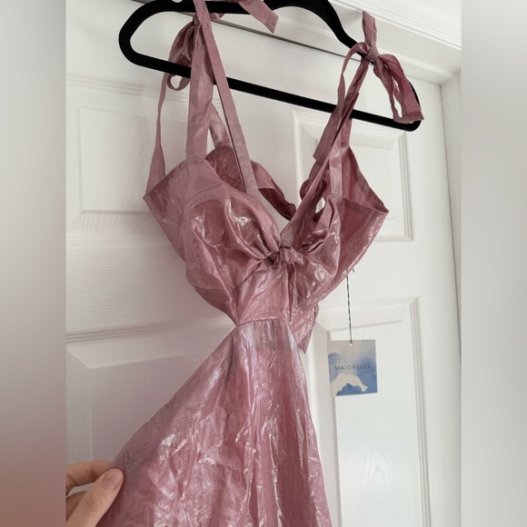 NWT Majorelle Graziella Iridescent Pink Tie Strap Midi Dress M - Picture 3 of 8